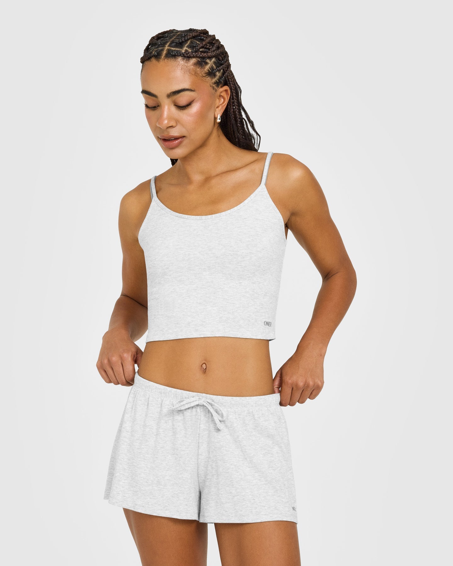 At Home Night Strappy Mid Vest | Grey Marl