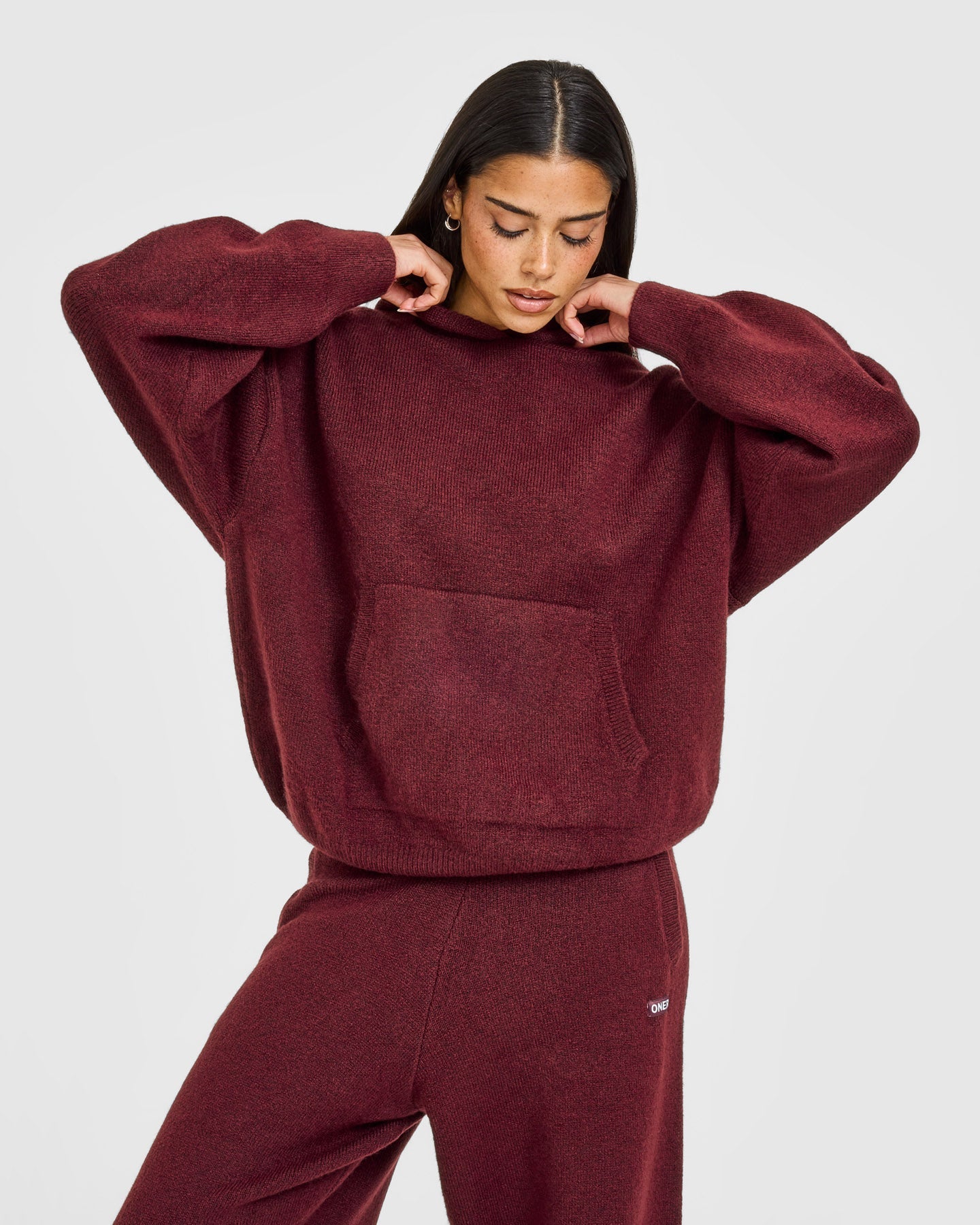 Oversized Knit Hoodie | Rosewood
