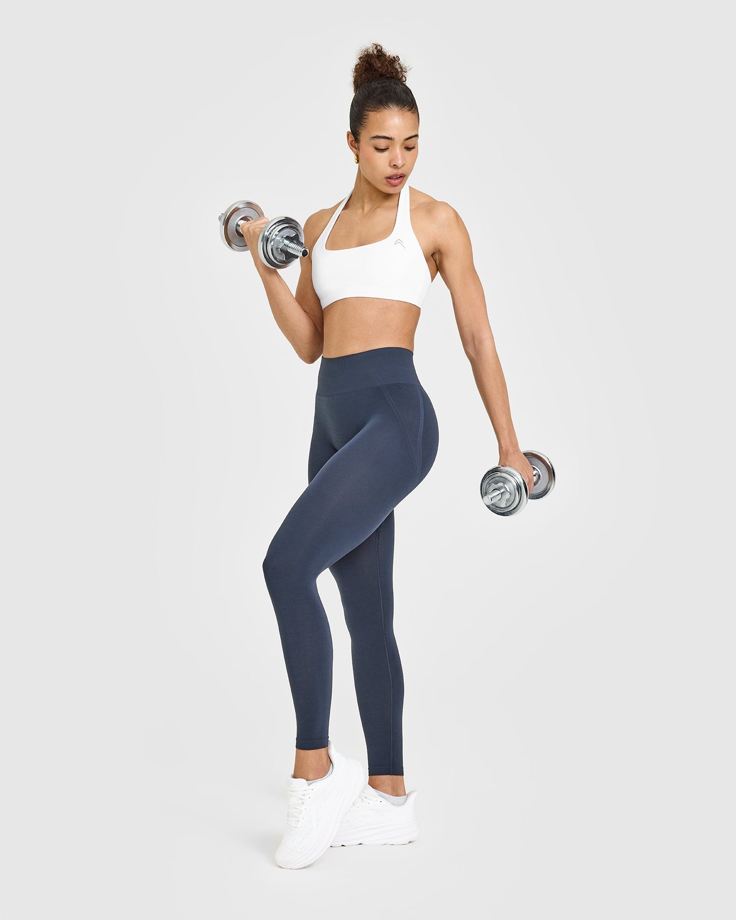 EffortlessLift Seamless Leggings with White Logo | True Blue - Image 3