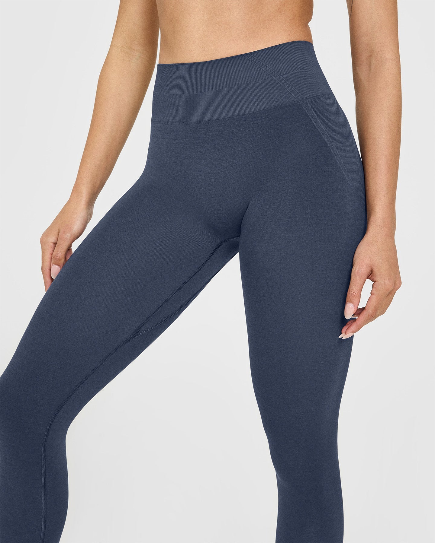 EffortlessLift Seamless Leggings with White Logo | True Blue - Image 5