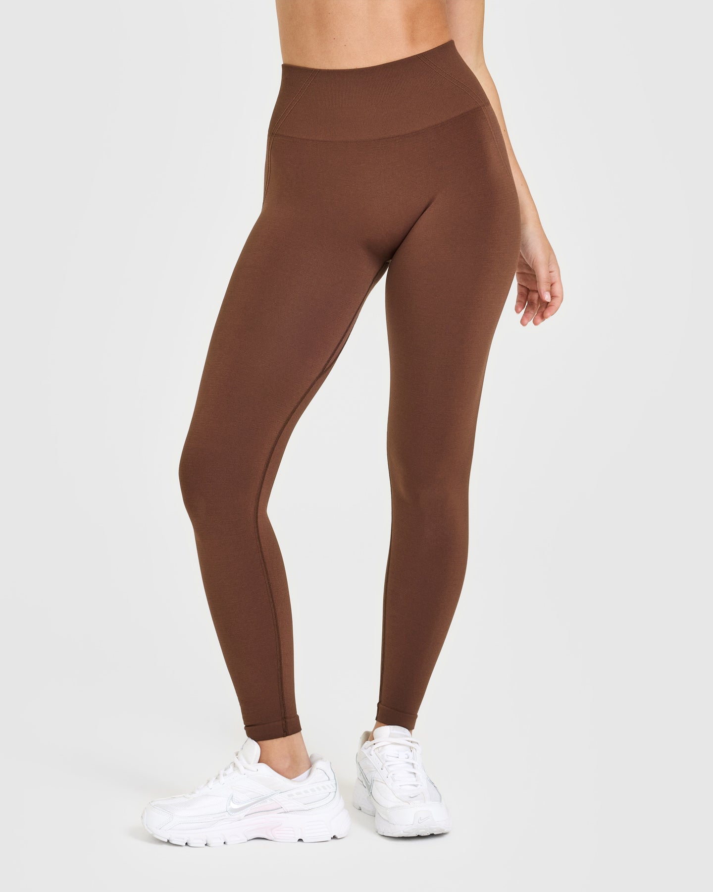 EffortlessLift Seamless Leggings with White Logo | Rustic Brown - Image 2