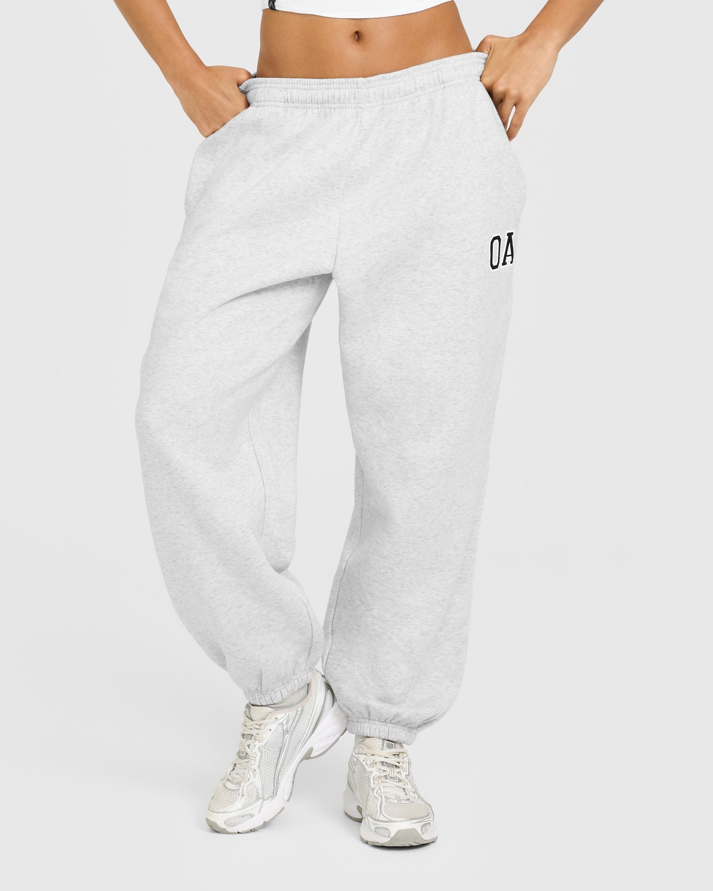 Foundations Oversized Oner Girlfriend Joggers | Light Grey Marl