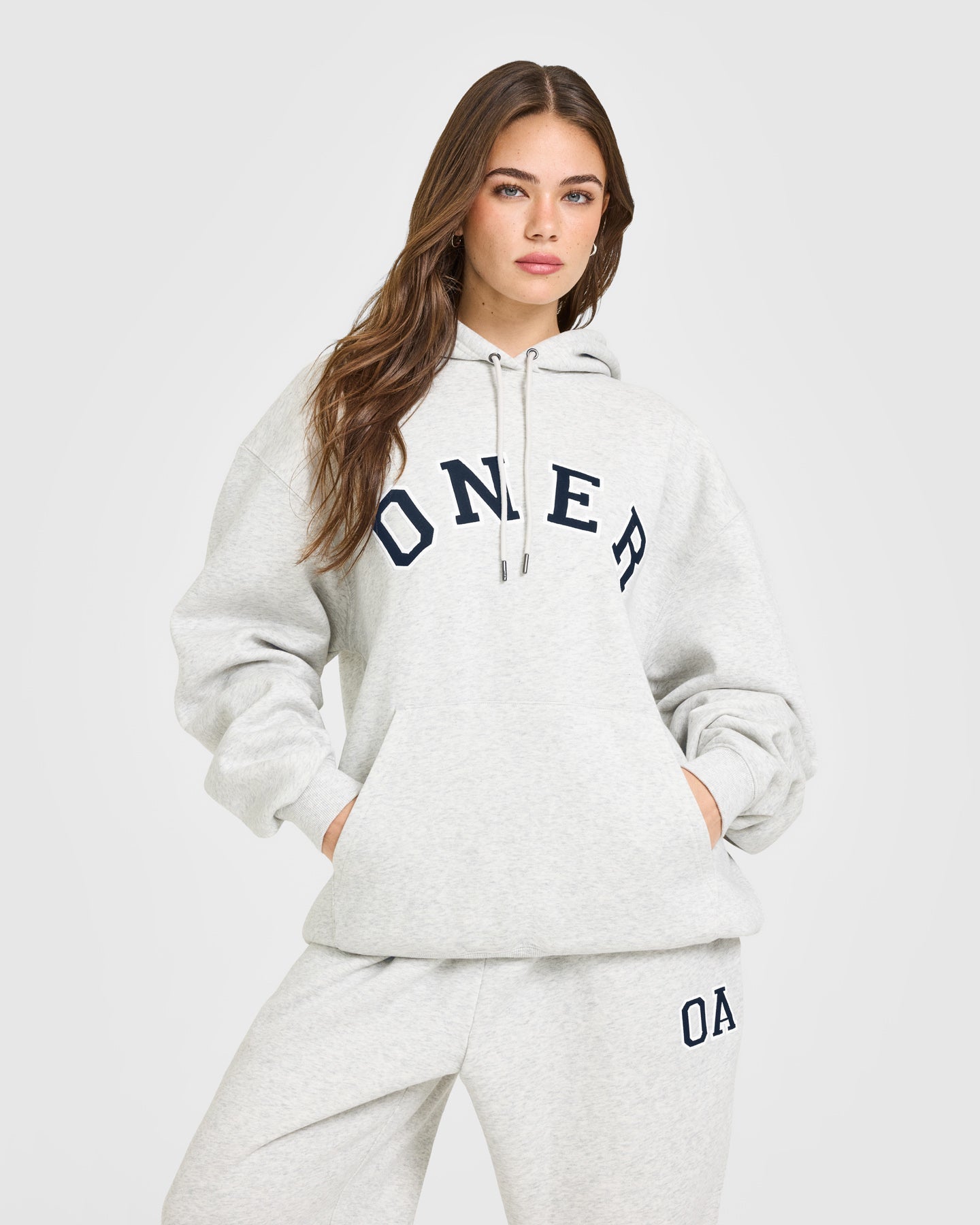 Foundations Oversized Oner Girlfriend Hoodie | Light Grey Marl