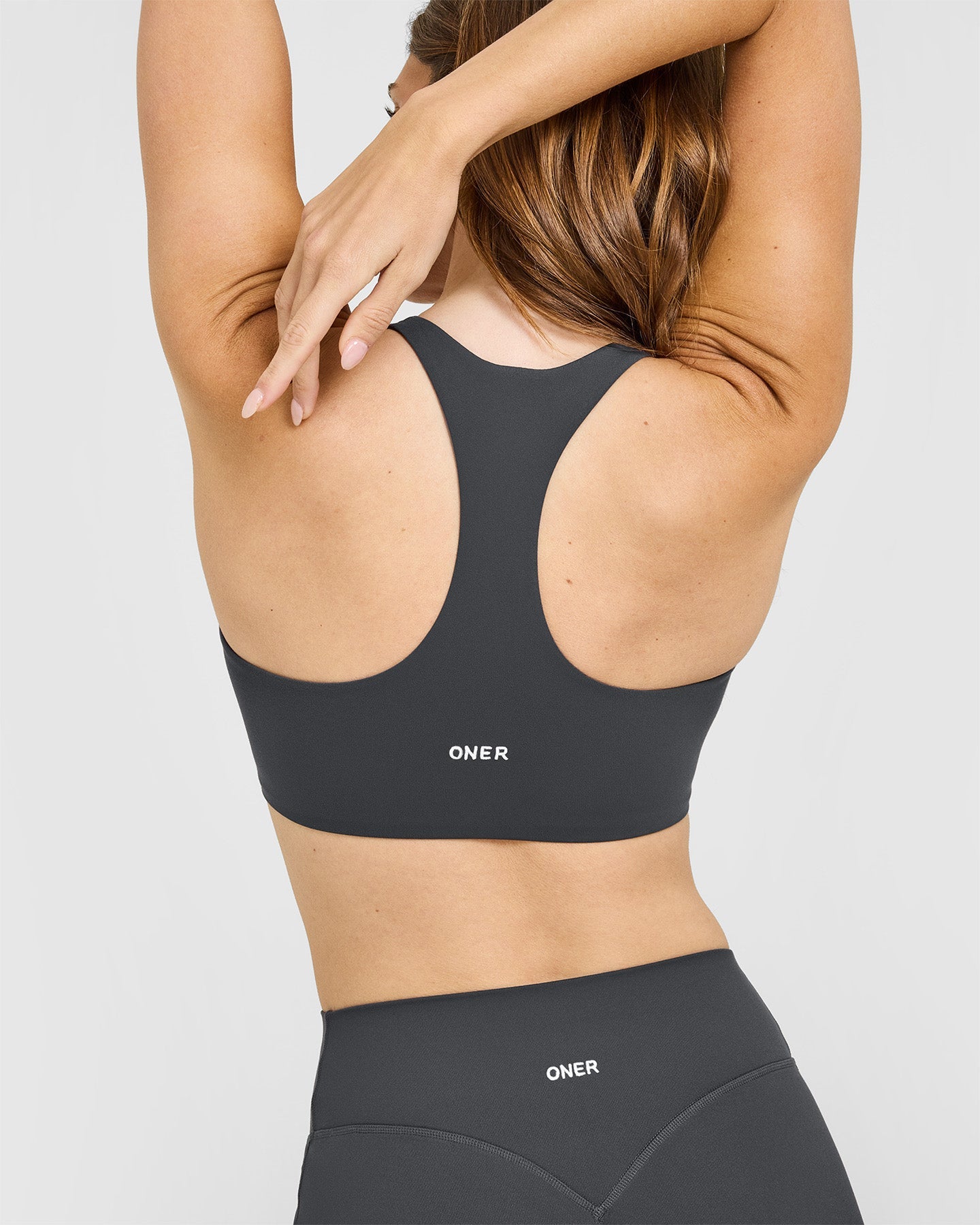 SoftMotion Sports Bra with White Logo | Coal - Image 2
