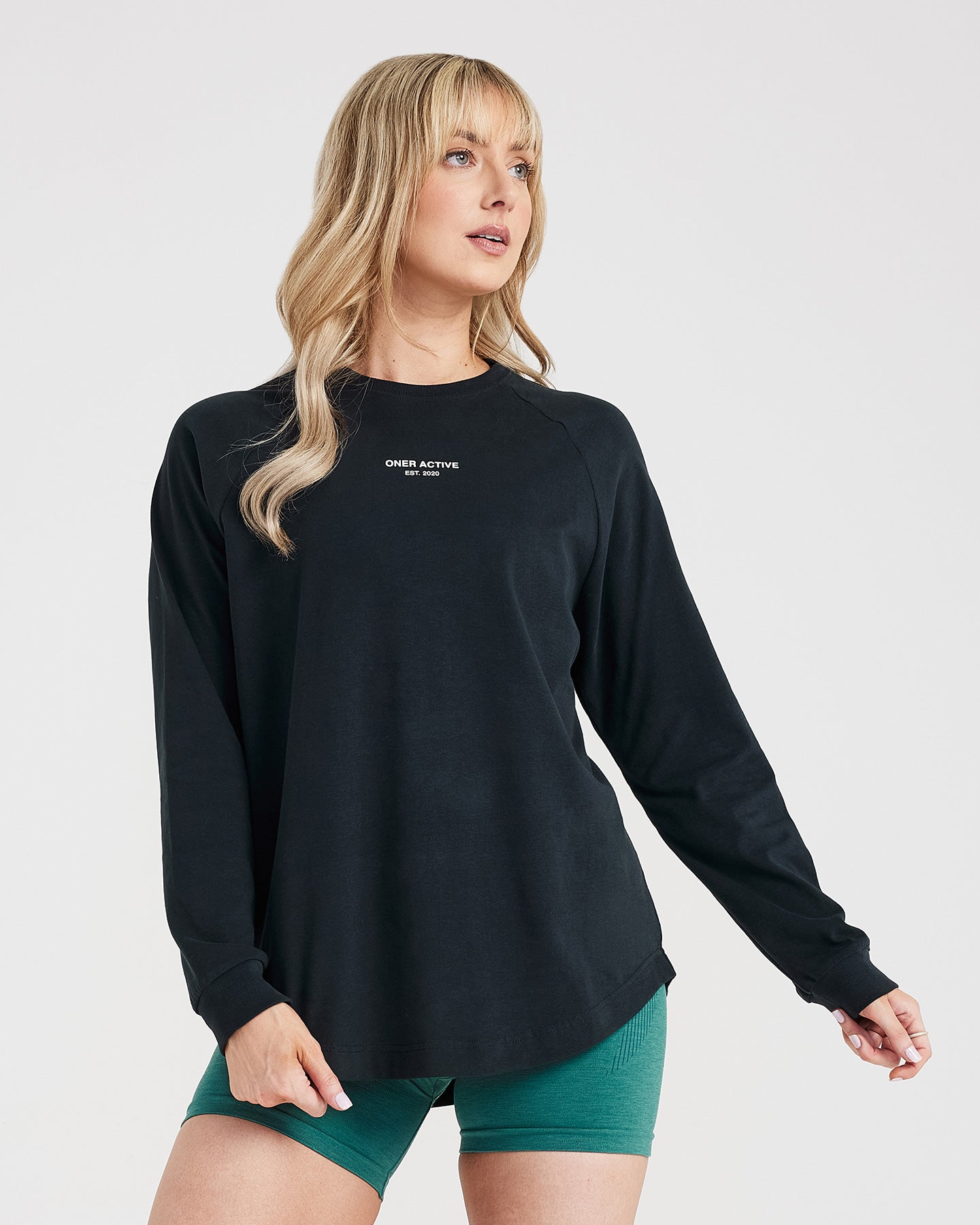 Graphic Oversized Long Sleeve Tee | Washed Black
