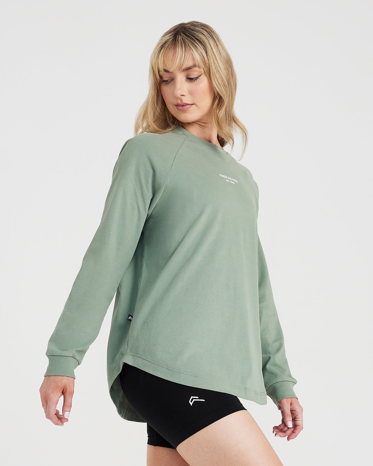 Graphic Oversized Long Sleeve Tee | Washed Sage - Image 2