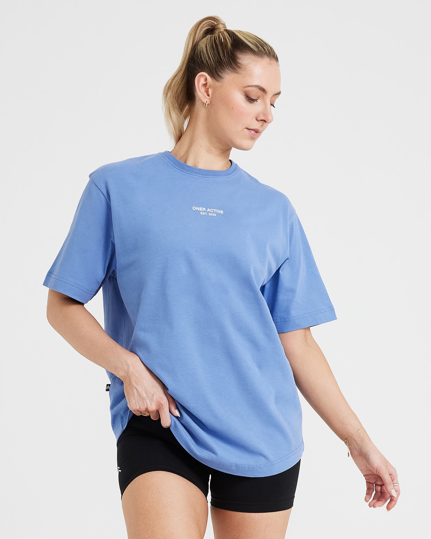 Graphic Oversized Short Sleeve Tee | Washed Light Denim
