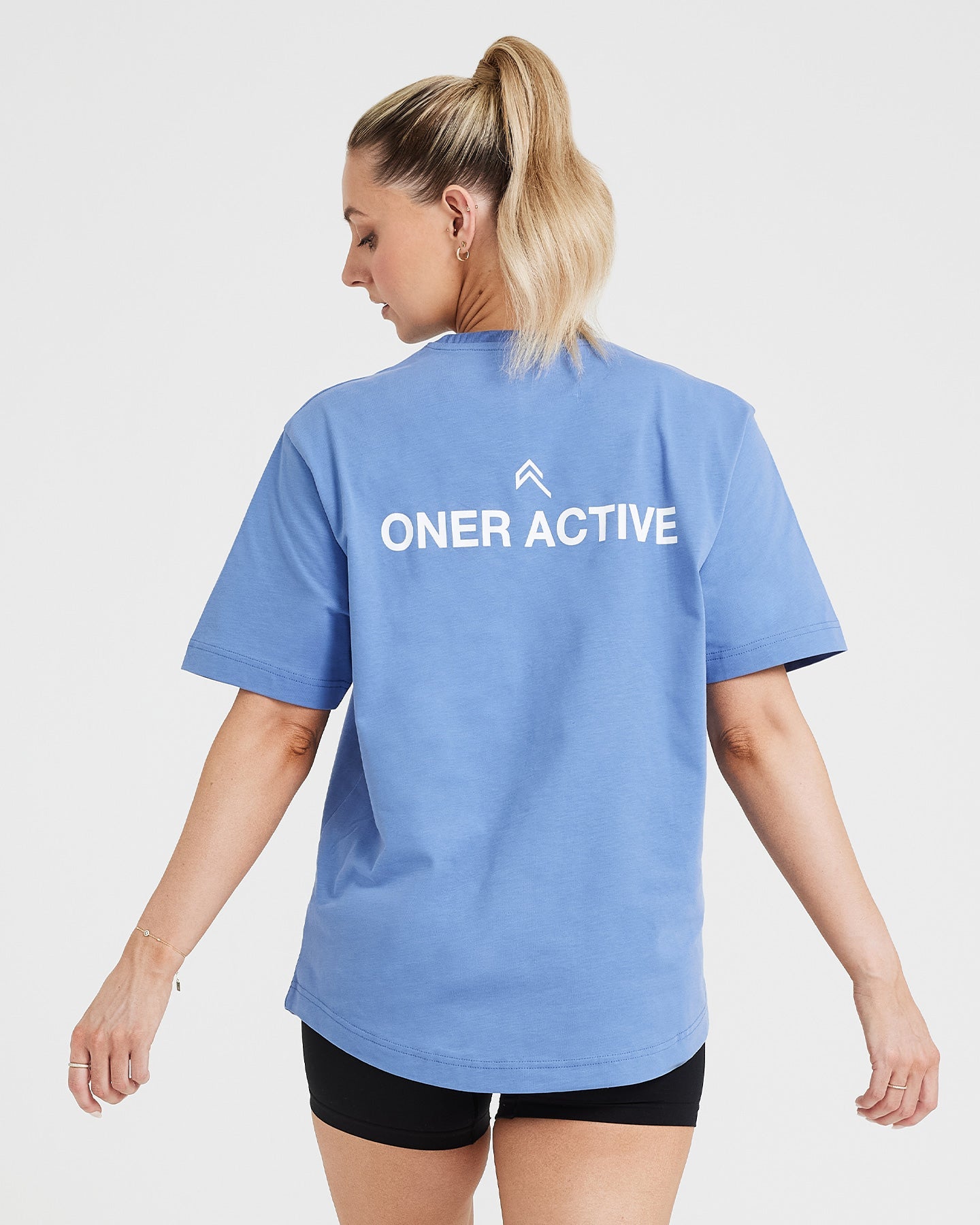 Graphic Oversized Short Sleeve Tee | Washed Light Denim - Image 2