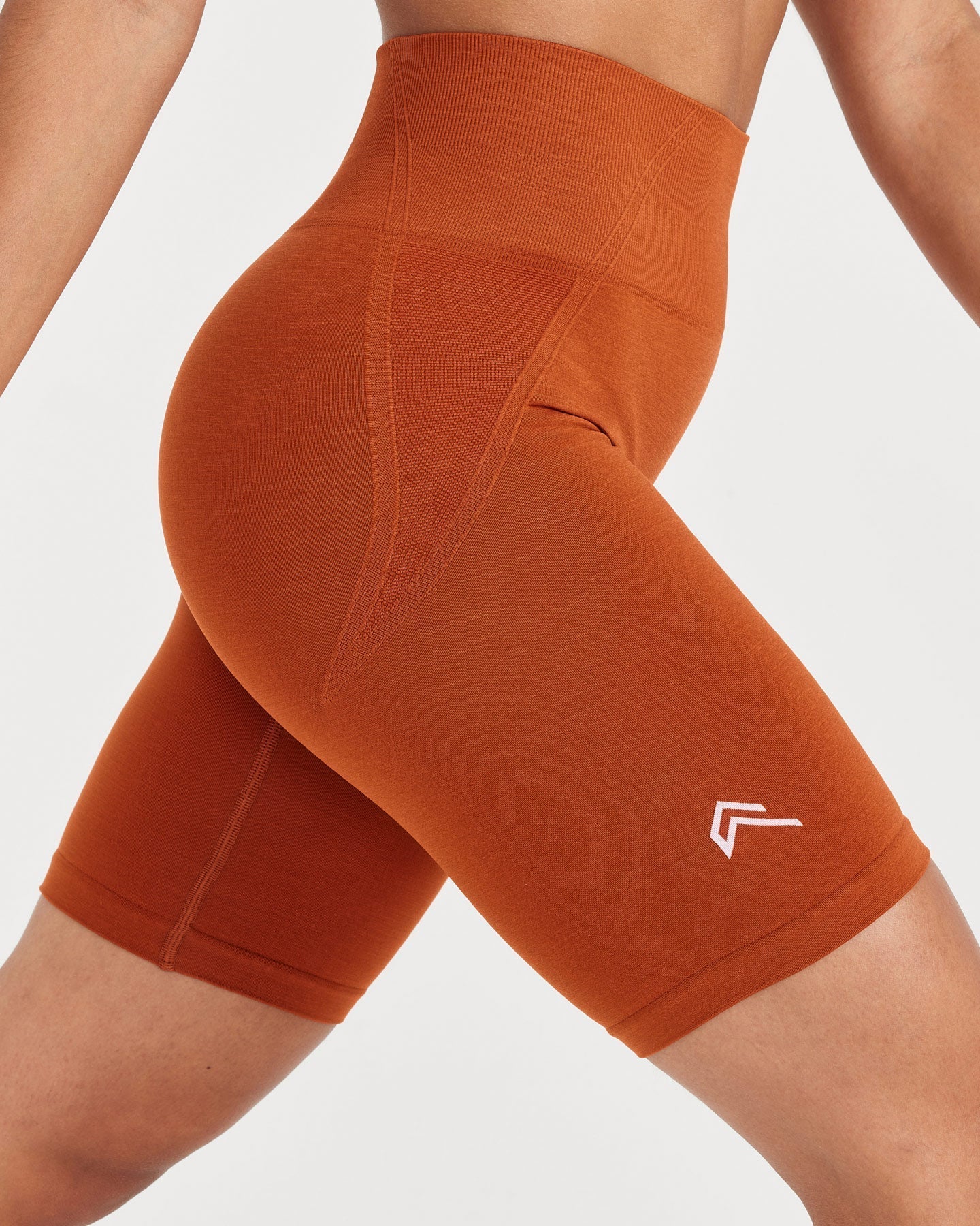 EffortlessLift Seamless Cycling Shorts with White Logo | Warm Copper - Image 4