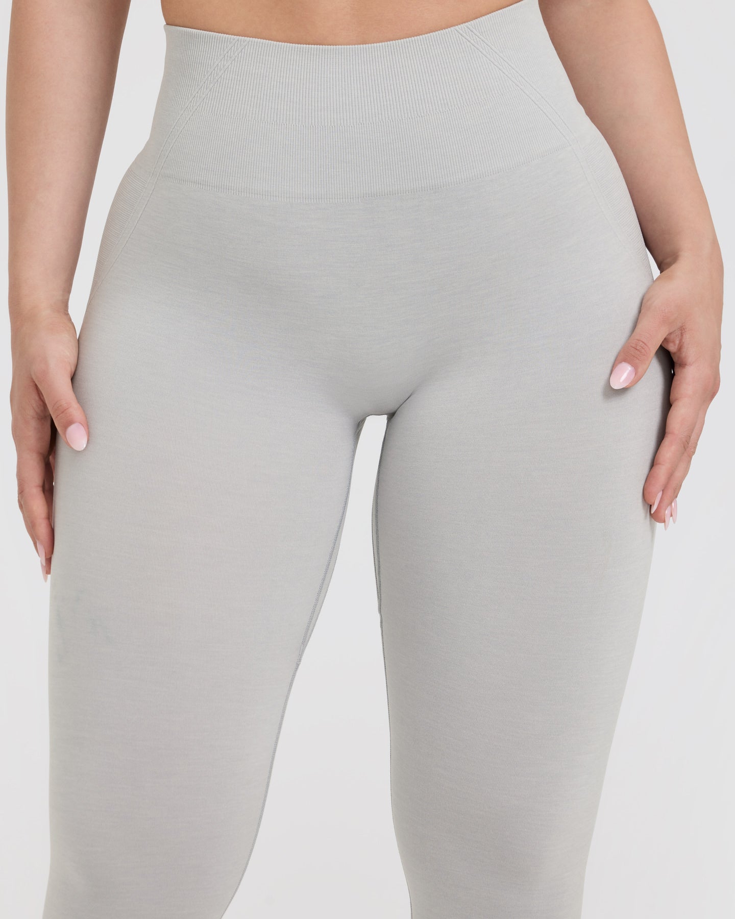 EffortlessLift Seamless Leggings with White Logo | Light Grey Marl - Image 4