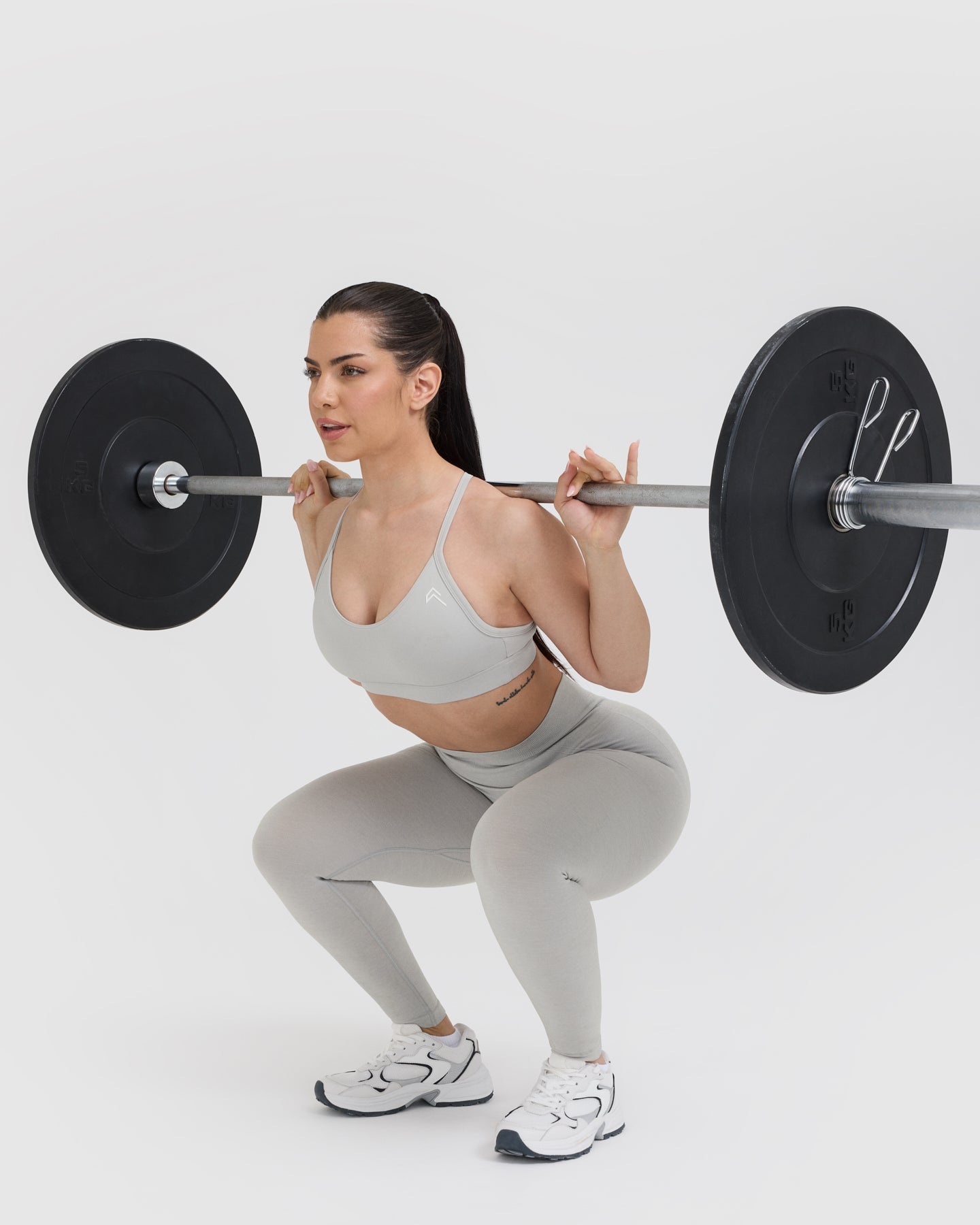 EffortlessLift Seamless Leggings with White Logo | Light Grey Marl - Image 6