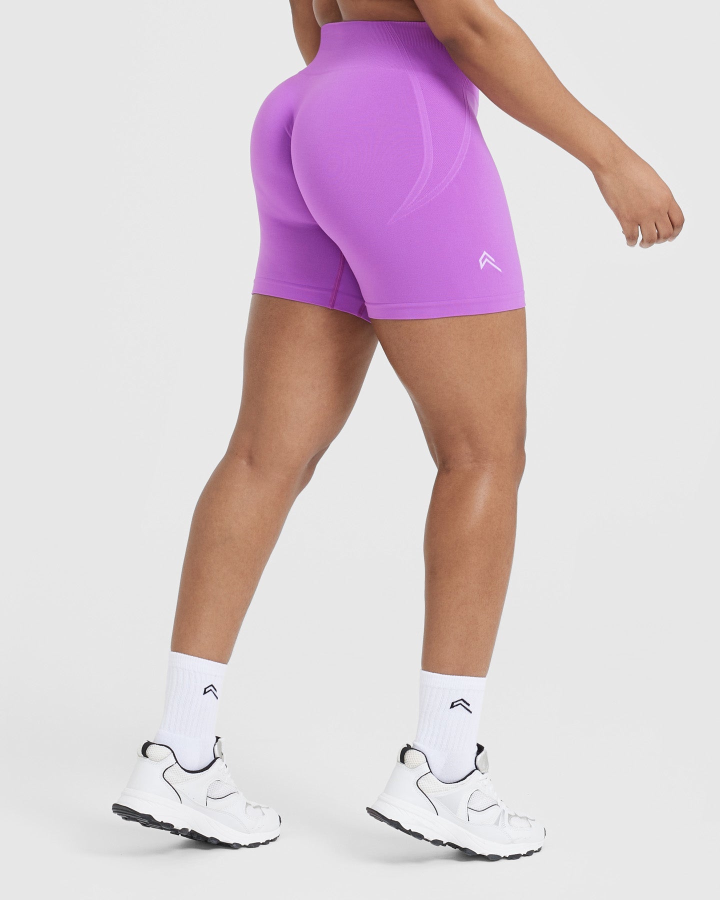 EffortlessLift Seamless Shorts with White Logo | Grape Purple - Image 2