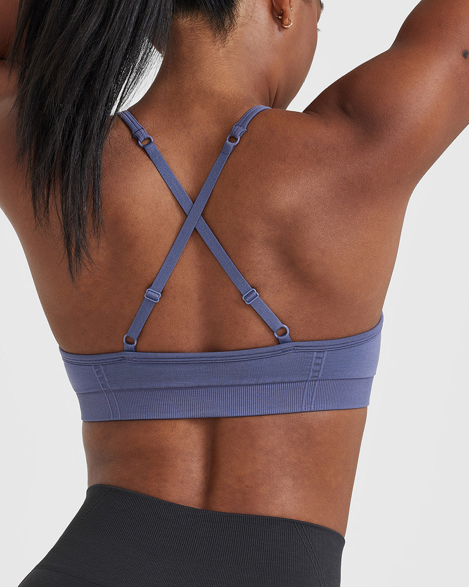 EffortlessLift Strappy Bralette with White Logo | Slate Blue - Image 5