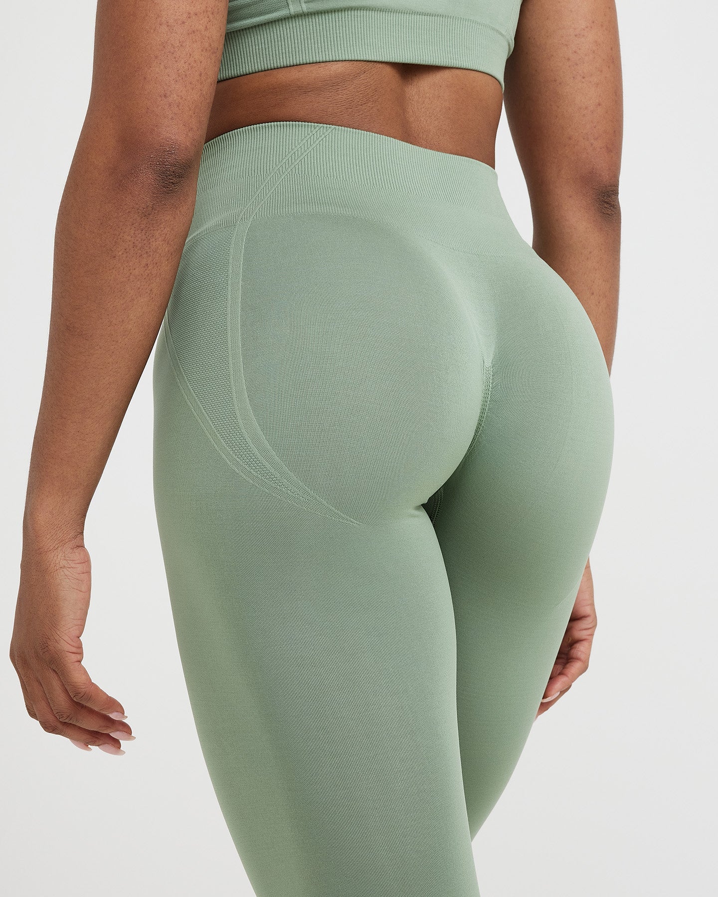 EffortlessLift Seamless Leggings with White Logo | Sage - Image 5