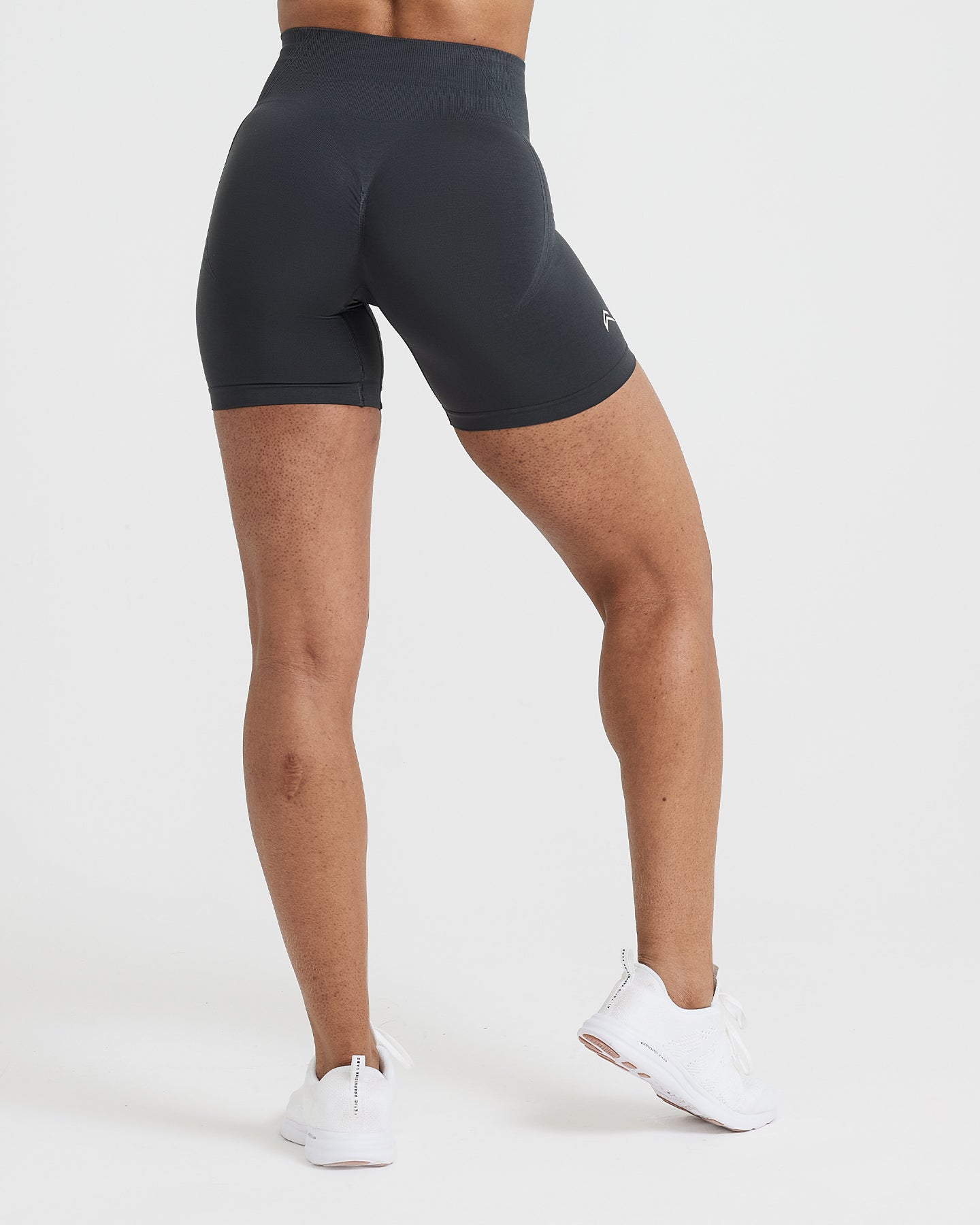 EffortlessLift Seamless Shorts with White Logo | Coal - Image 2