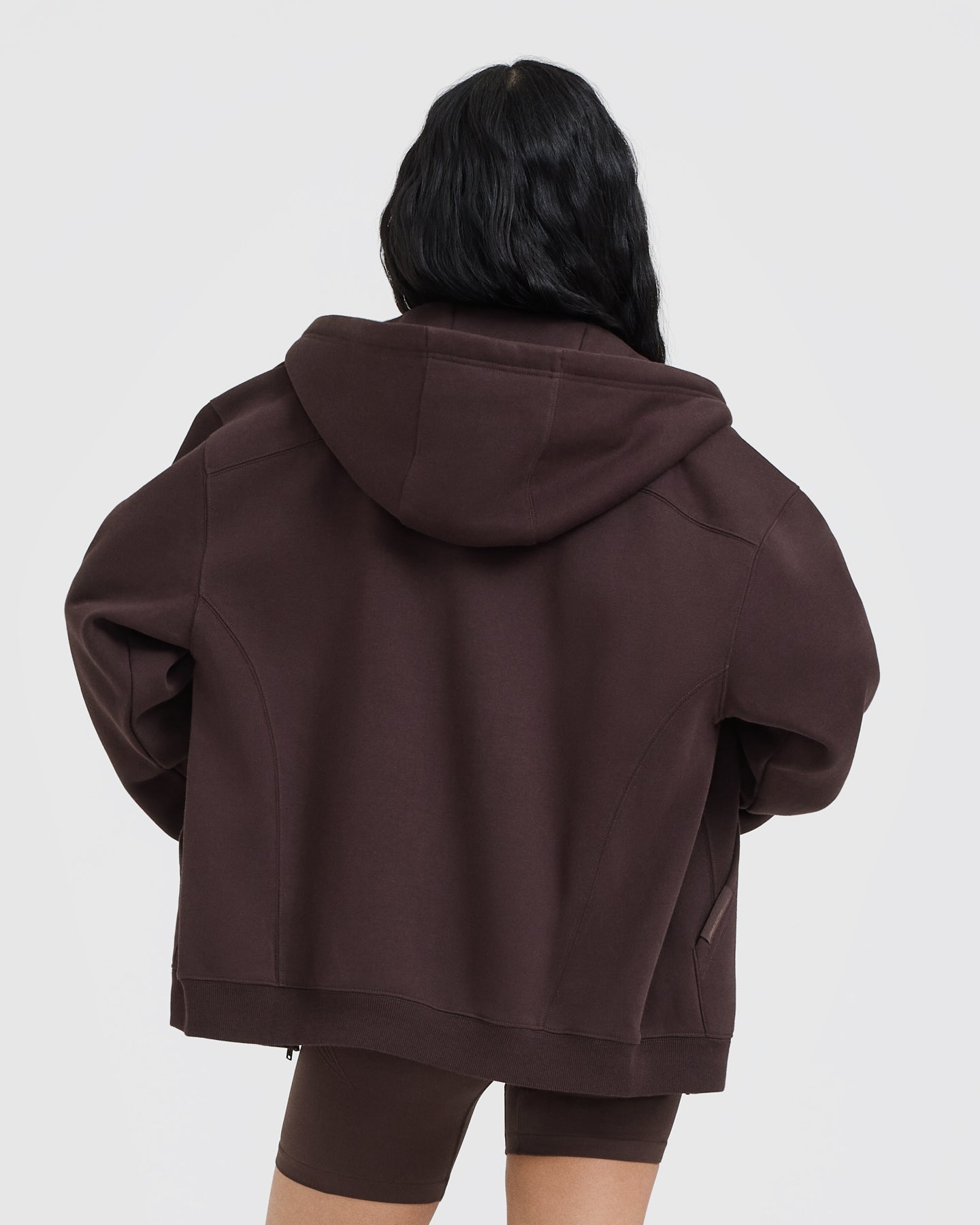 Foundations Zip Through Hoodie | Plum Brown - Image 2