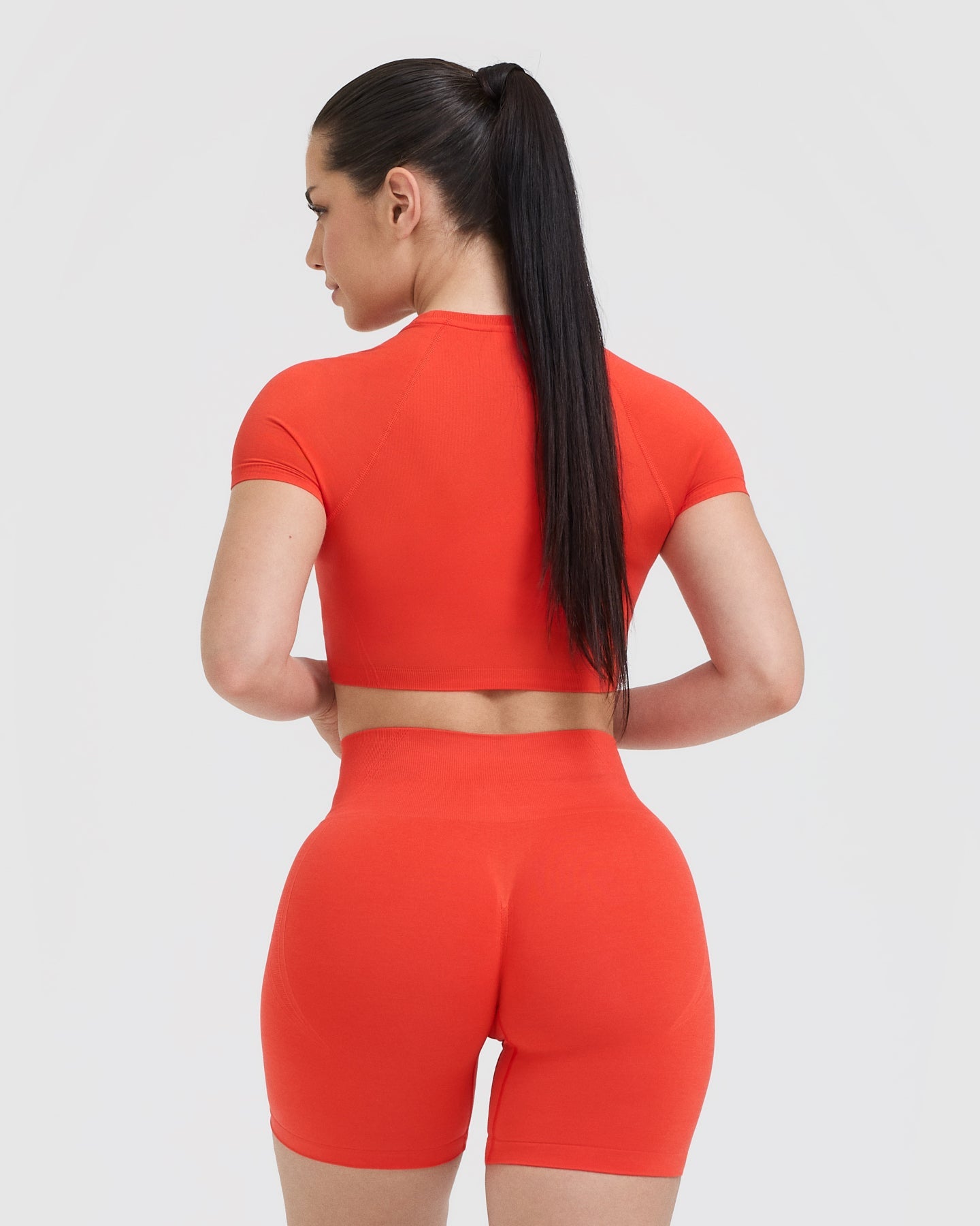 Go To Seamless Fitted Crop Top | Charged Orange - Image 2