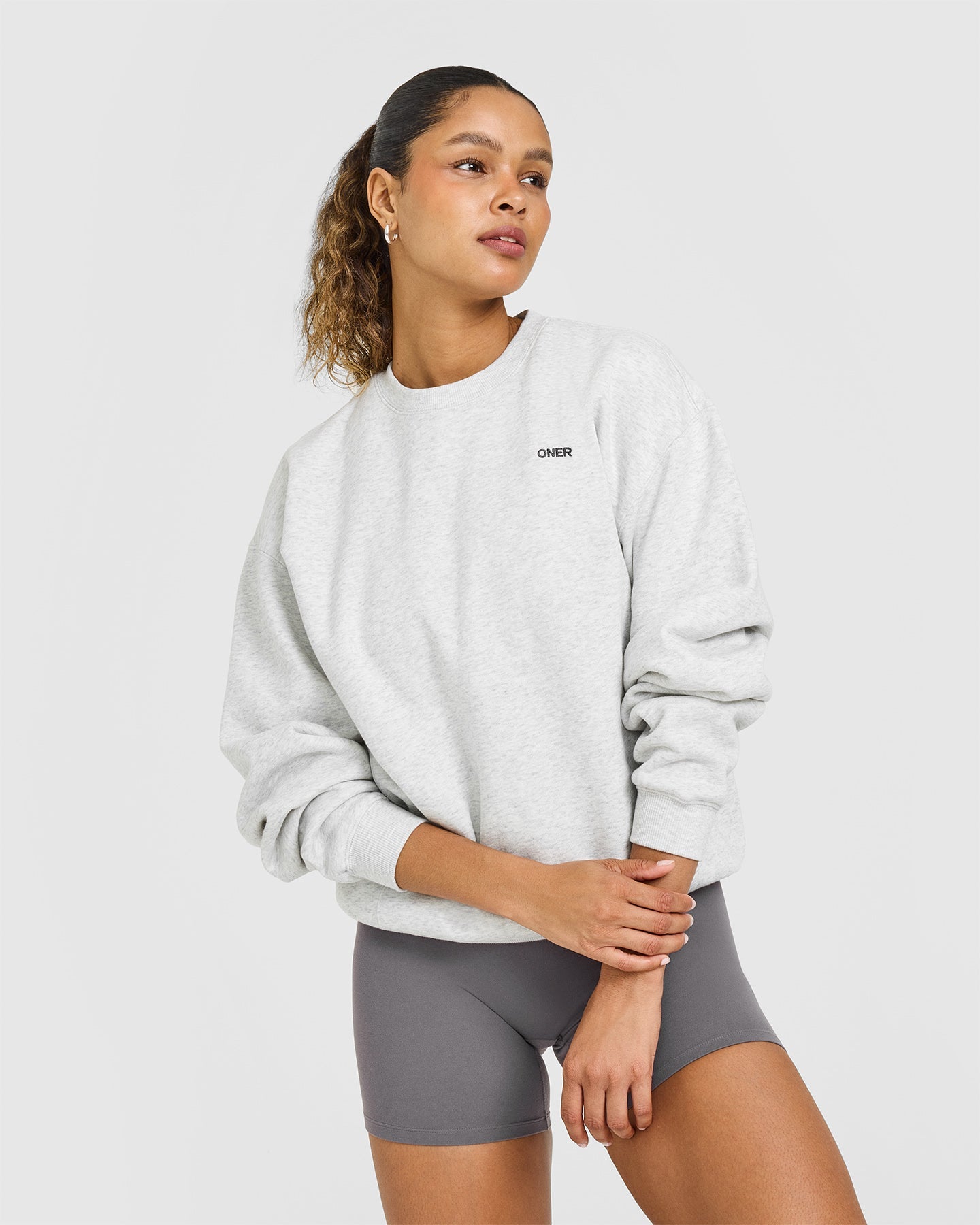 Foundations Oversized Sweatshirt | Light Grey Marl