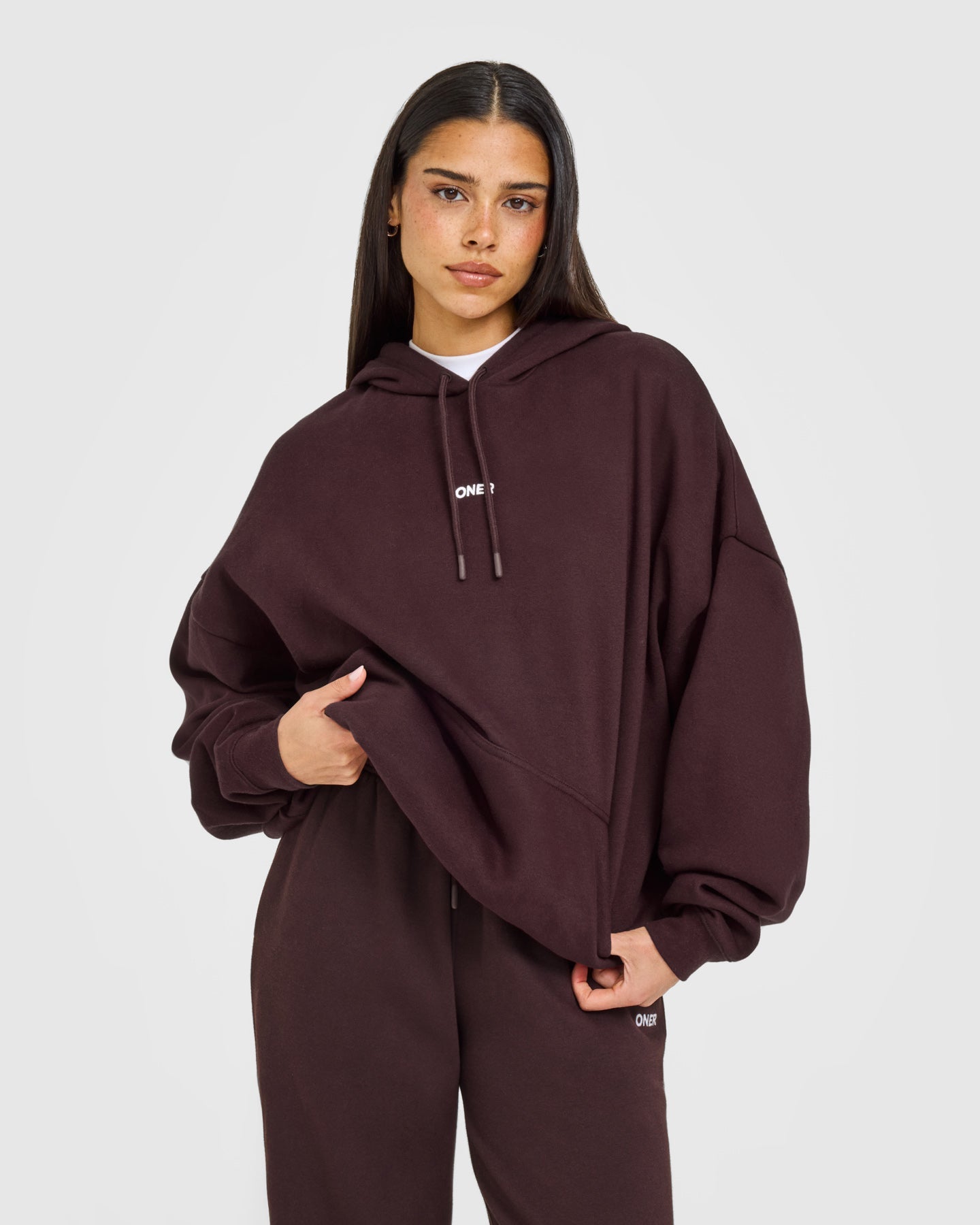 Mid Weight Relaxed Hoodie | Plum Brown