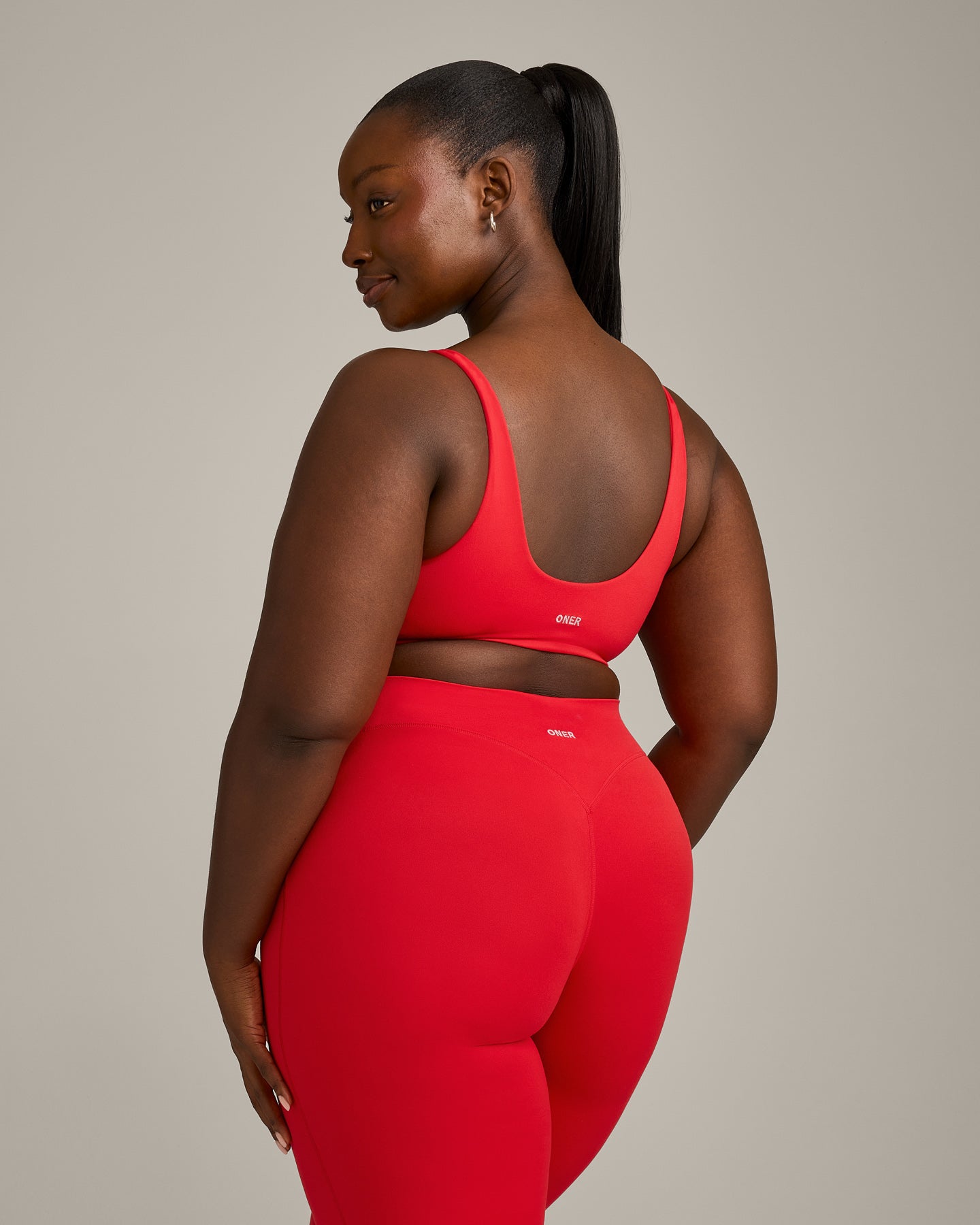 SoftMotion Scoop Back Bralette with Grey Logo | Fiery Red - Image 2