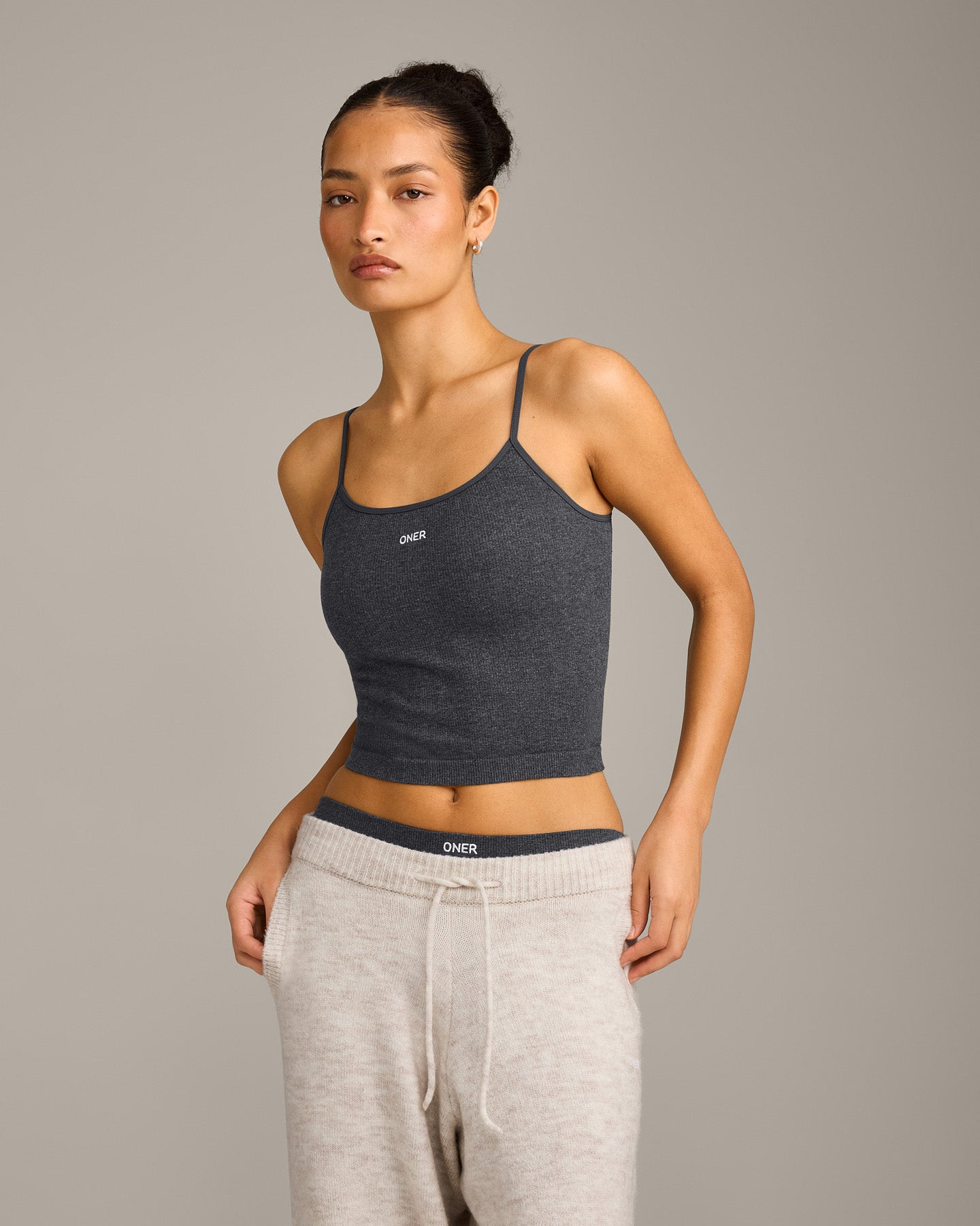 Seamless Strappy Vest | Charcoal Marl