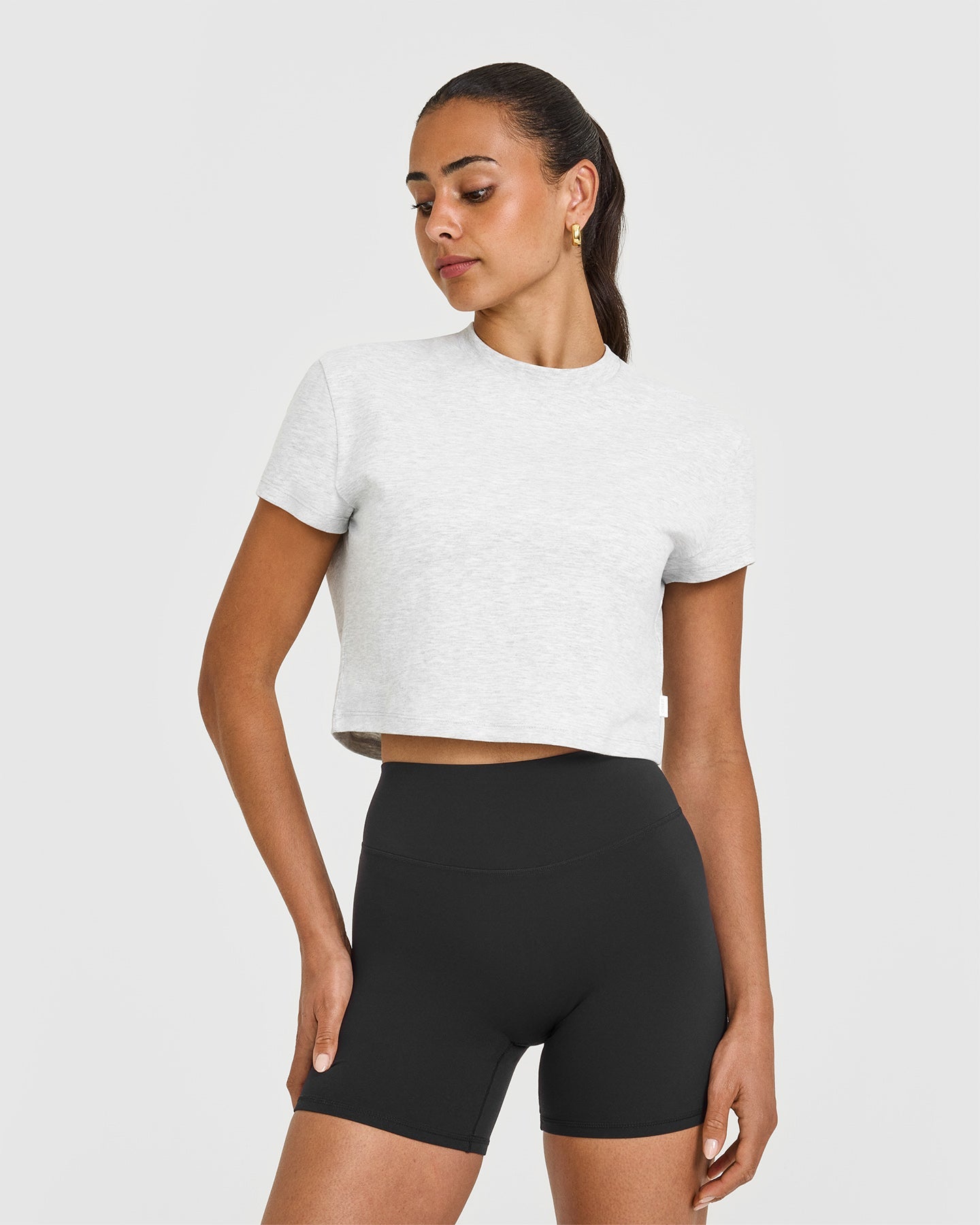 Cotton Relaxed T-Shirt | Light Grey Marl