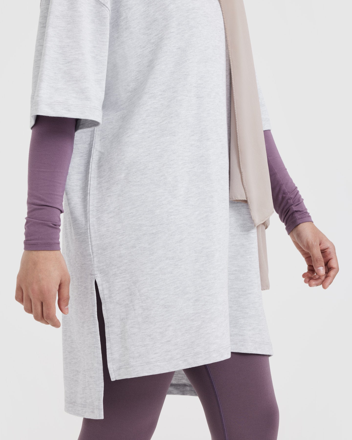 Raising The Bar Graphic Longline T-Shirt | Light Grey Marl - Image 4