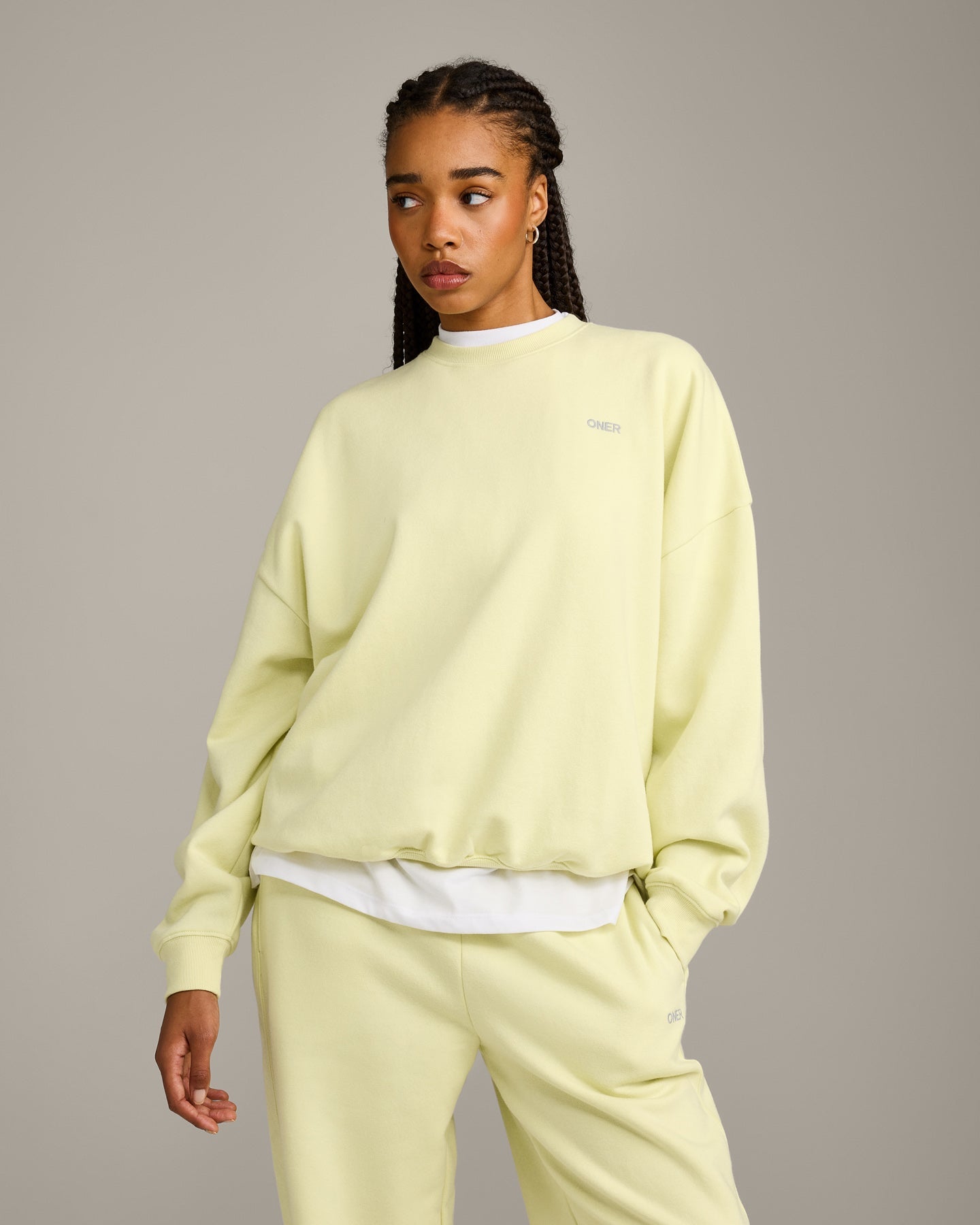 Foundations All Season Crew Neck Sweatshirt | Pastel Yellow