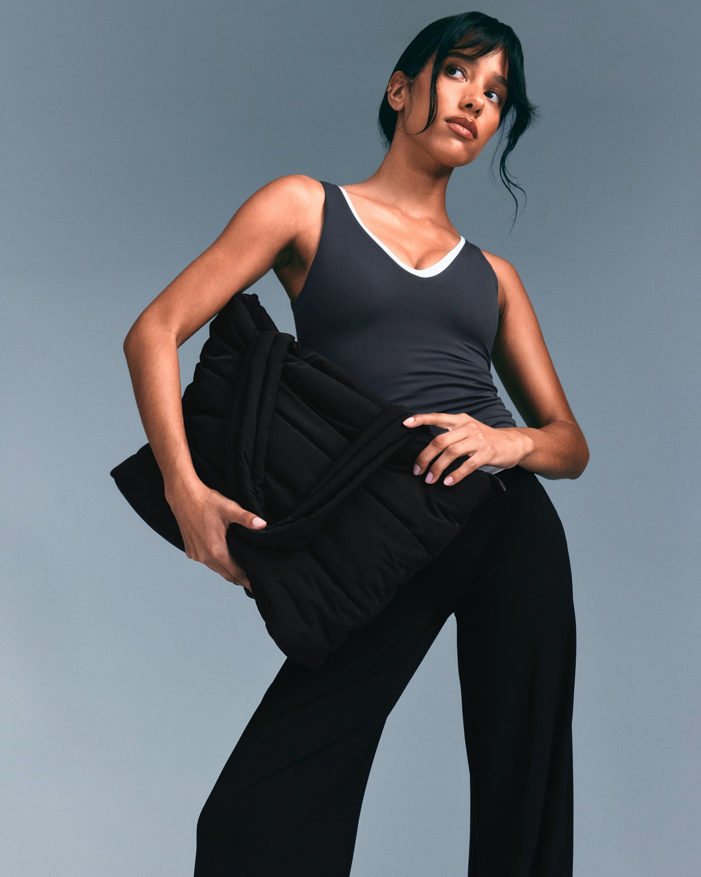 SoftMotion Straight Leg Bottoms with Grey Logo | Black - Image 2
