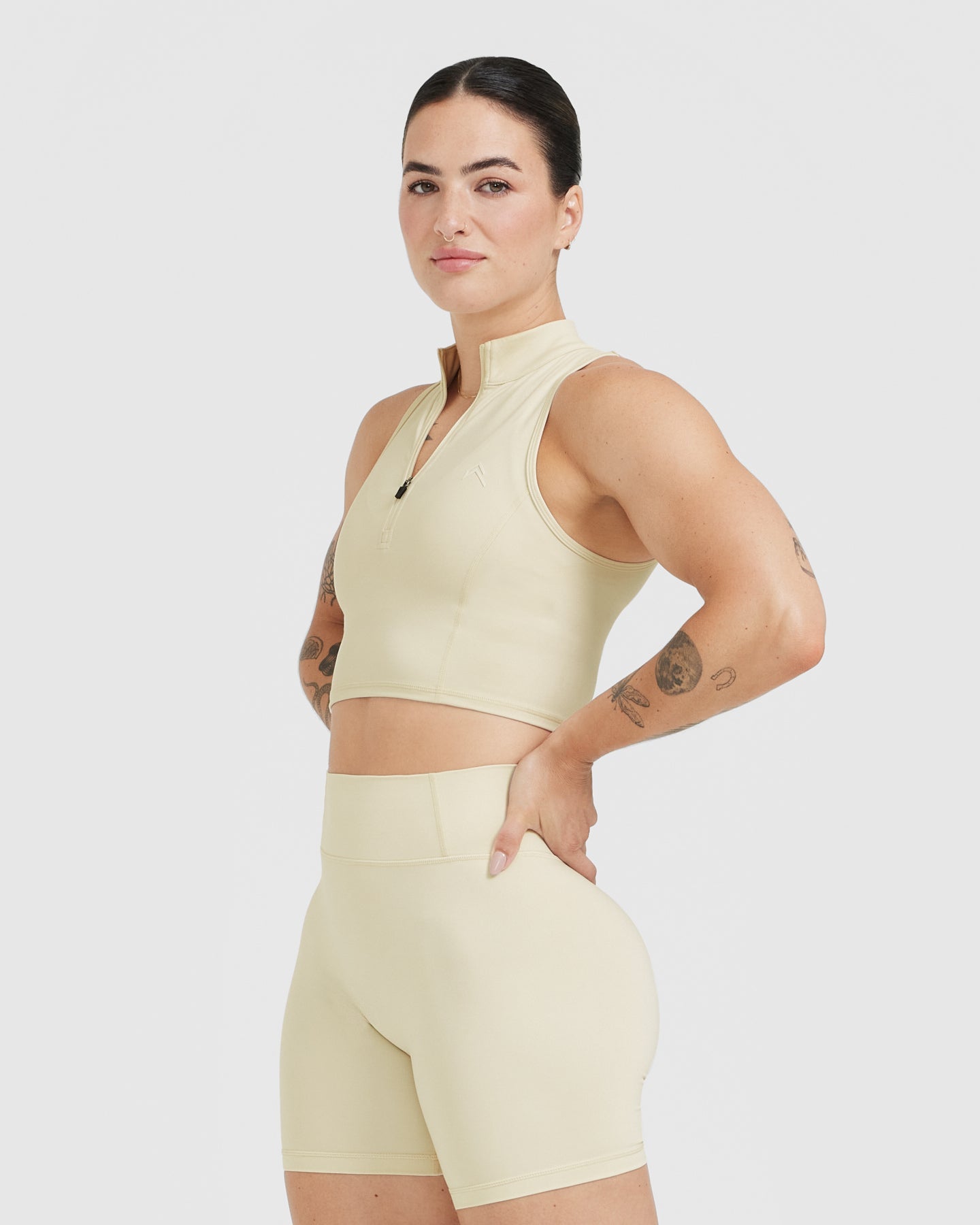 Timeless Half Zip Crop Tank | Vanilla - Image 3